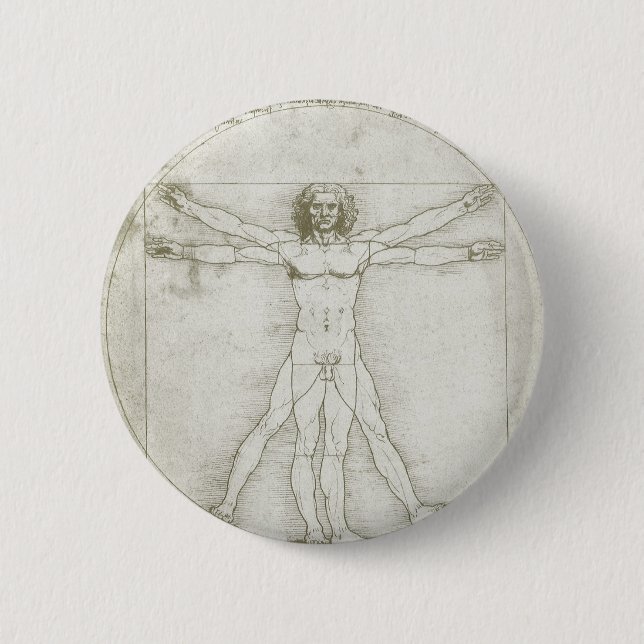 Vitruvian Man by Leonardo da Vinci 6 Cm Round Badge (Front)