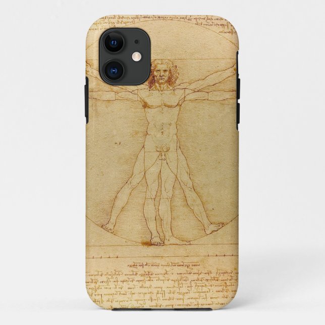 Vitruvian Man by Leonardo Da Vinci Case-Mate iPhone Case (Back)