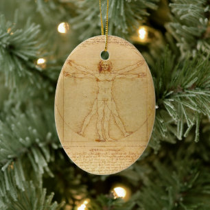 Vitruvian Man by Leonardo Da Vinci Ceramic Tree Decoration