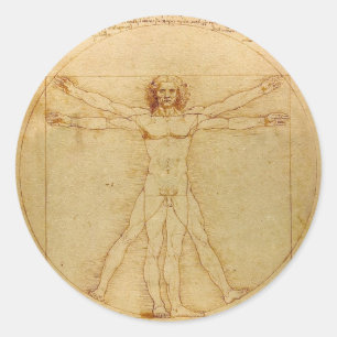 Vitruvian Man by Leonardo da Vinci Classic Round Sticker