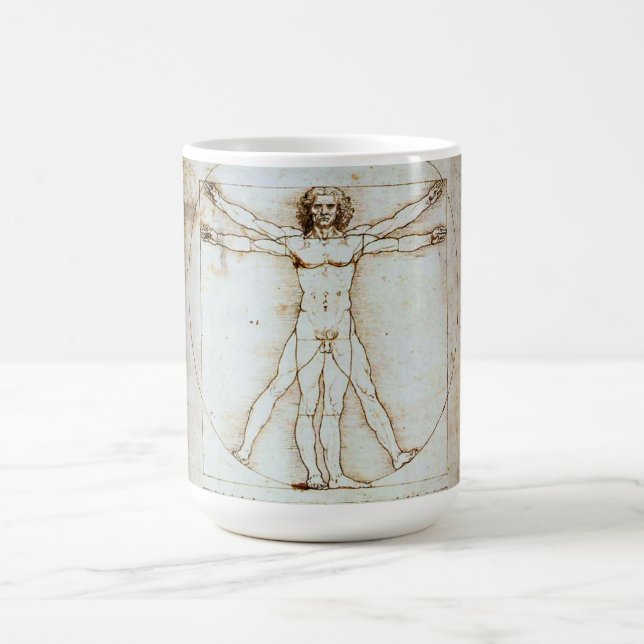 Vitruvian Man by Leonardo da Vinci Coffee Mug (Center)