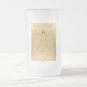Vitruvian Man by Leonardo Da Vinci Frosted Glass Beer Mug