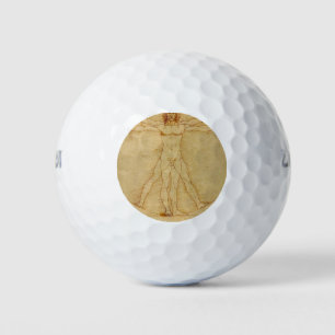 Vitruvian Man by Leonardo Da Vinci Golf Balls