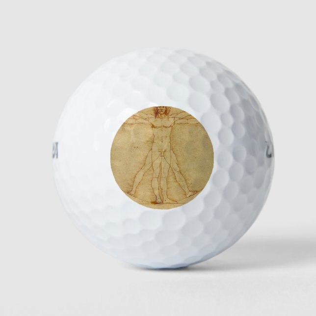 Vitruvian Man by Leonardo Da Vinci Golf Balls (Front)