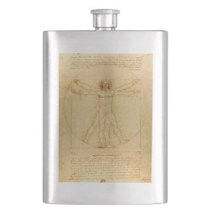 Vitruvian Man by Leonardo Da Vinci Hip Flask