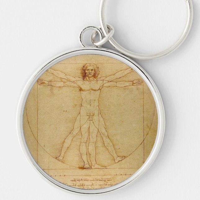 Vitruvian Man by Leonardo Da Vinci Key Ring (Front)