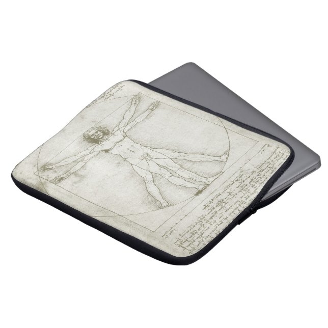 Vitruvian Man by Leonardo da Vinci Laptop Sleeve (Front Top)