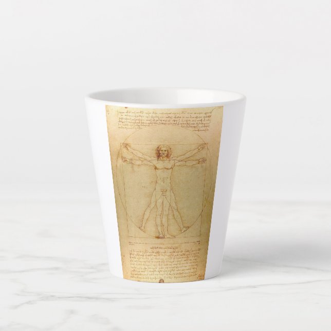 Vitruvian Man by Leonardo Da Vinci Latte Mug (Front)