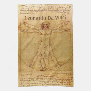 Vitruvian Man By Leonardo Da Vinci Tea Towel