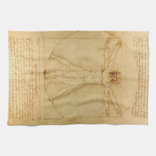 Vitruvian Man by Leonardo Da Vinci Tea Towel
