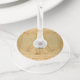Vitruvian Man by Leonardo Da Vinci Wine Glass Tag