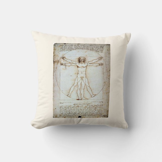 Vitruvian Man, c 1490, Leonardo da Vinci Card Cushion (Front)