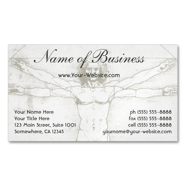 Vitruvian Man Magnetic Business Card (Front)