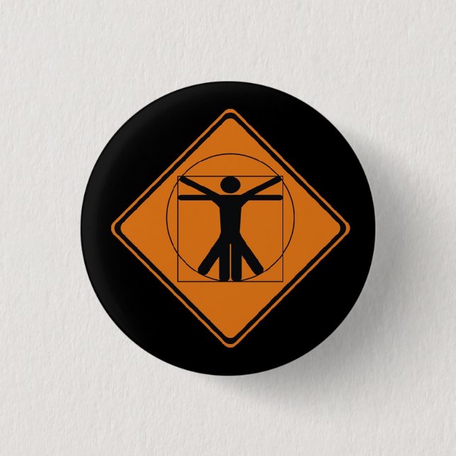 vitruvian man road sign 3 cm round badge (Front)