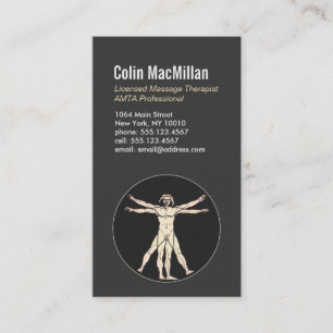 Vitruvian Man Sports Massage Therapist 2 Business Card