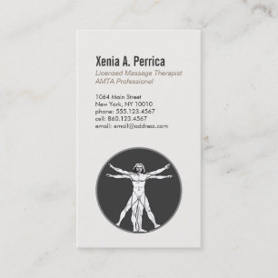 Vitruvian Man Sports Massage Therapist 4 Business Card