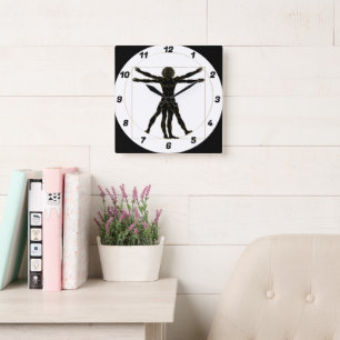 Vitruvian Man Square Wall Clock