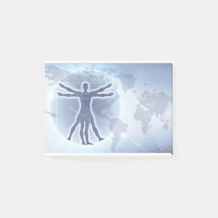 Vitruvian Man World Map Background Post-it Notes