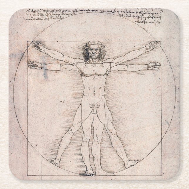 Vitruvian ManVitruvian Man, Leonardo da Vinci Square Paper Coaster (Front)