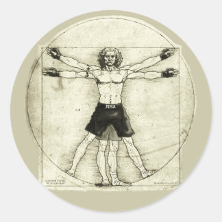Vitruvian MMA Man Classic Round Sticker