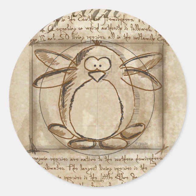 Vitruvian Penguin Classic Round Sticker (Front)