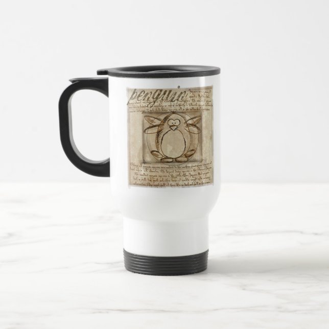 Vitruvian Penguin Travel Mug (Left)