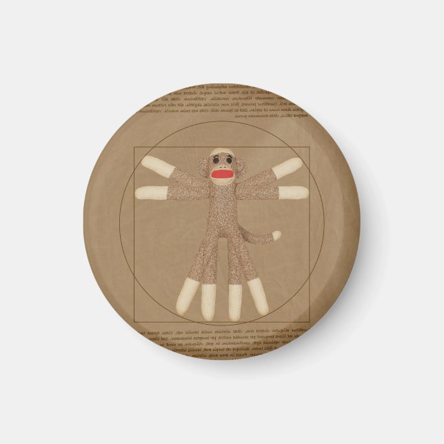 Vitruvian Sock Monkey Magnet (customisable) (Front)