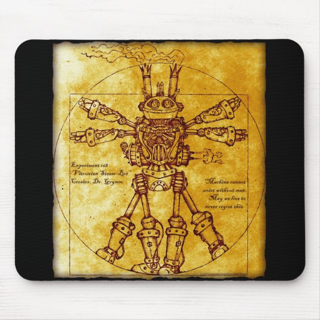 Vitruvian Steam-Bot Mouse Mat (Front)