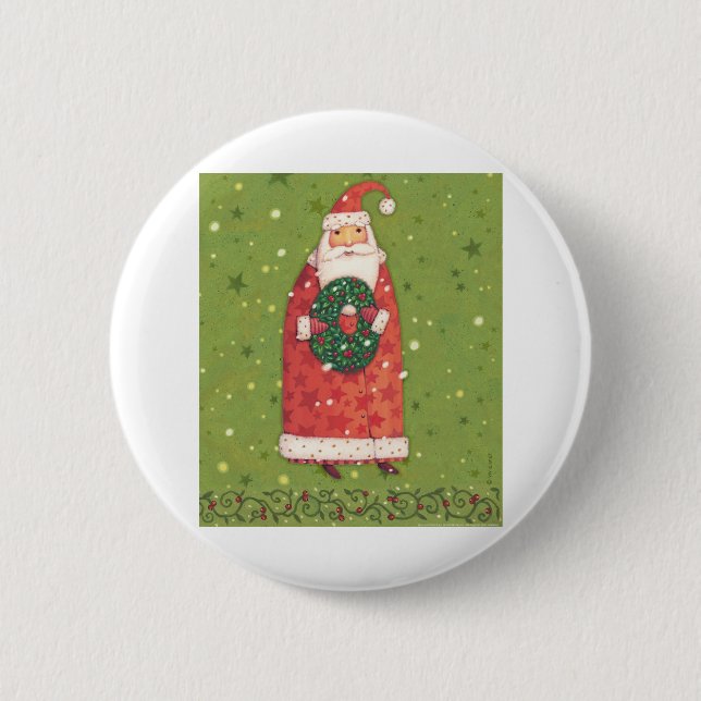 VIV77 Green Santa.tif 6 Cm Round Badge (Front)