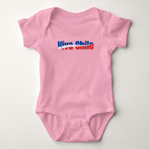 Viva Chile - Patriotic Country Flag Lettering Art Baby Bodysuit