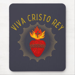 Viva Cristo Rey Catholic Cristeros Sacred Heart Mouse Mat