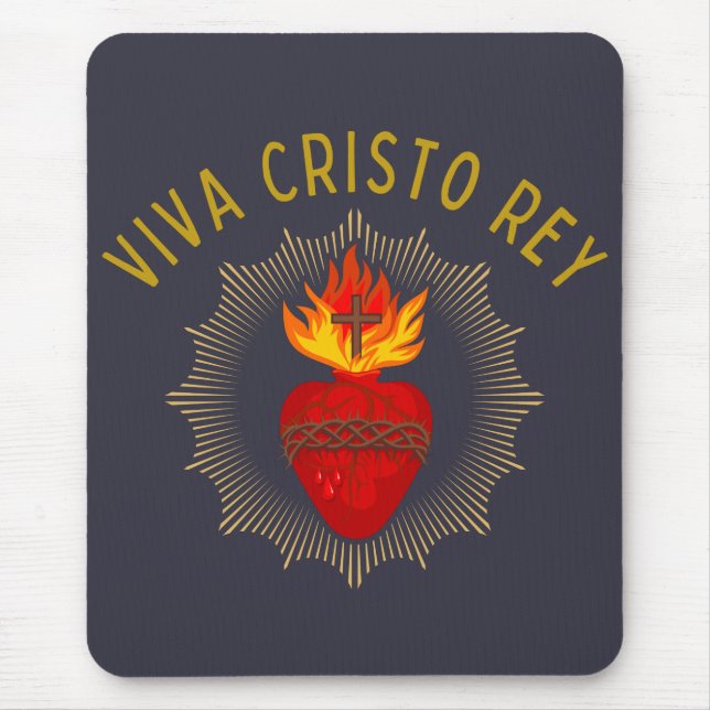 Viva Cristo Rey Catholic Cristeros Sacred Heart Mouse Mat (Front)