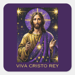 Viva Cristo Rey Catholic Jesus Christ the King Square Sticker