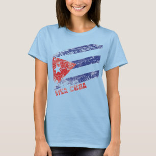 Viva Cuba Flag Distressed T-Shirt