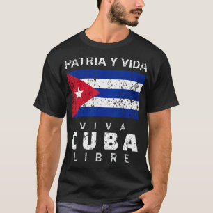 Viva Cuba Libre Patria Y Vida Cuban Distressed Cub T-Shirt