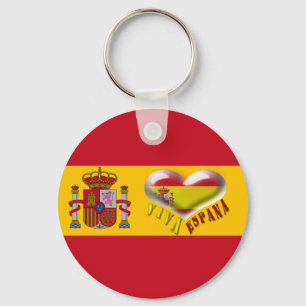 Viva Espana Spain Coat of Arms Heart Keychain
