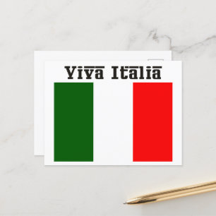 Viva Italia and Italian Flag Postcard