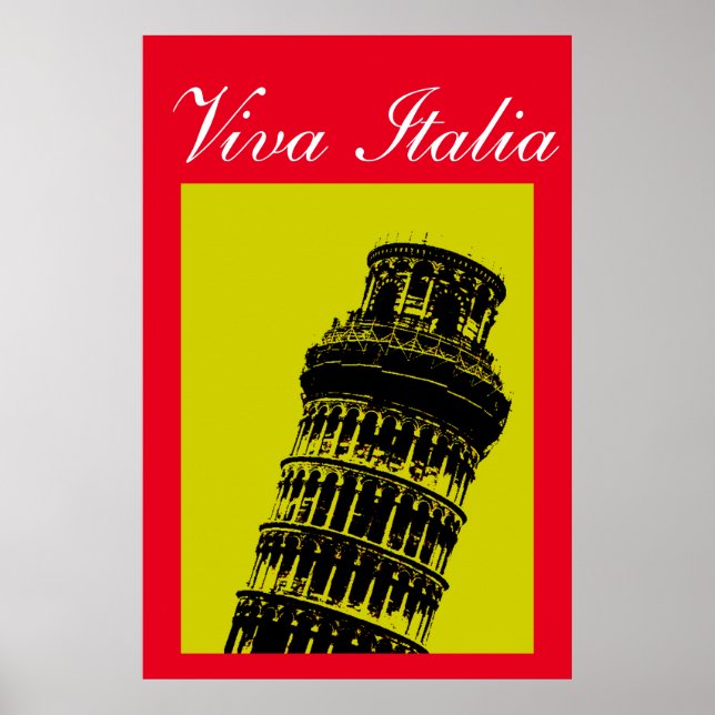 Viva Italia Leaning Tower of Pisa Travel Pop Art Poster (Front)