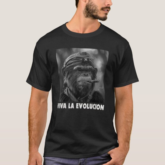 Viva La Evolucion Revolution Monkey Nerd T-Shirt (Front)