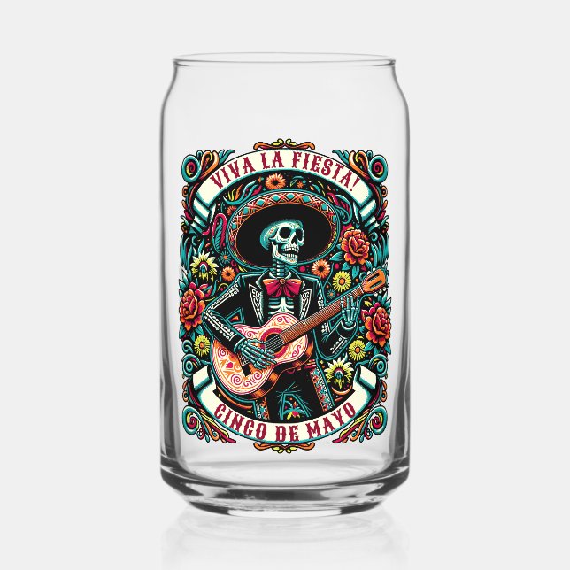Viva La Fiesta! Cinco de Mayo design Can Glass (Front)
