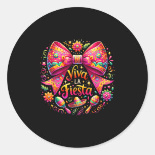 Viva La Fiesta Coquette Bow Cinco De Mayo Mexican  Classic Round Sticker