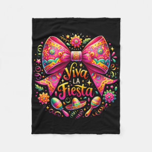 Viva La Fiesta Coquette Bow Cinco De Mayo Mexican Fleece Blanket