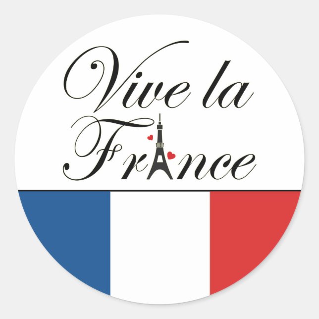 Viva la France Typography Classic Round Sticker (Front)