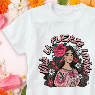 Viva la fuerza latina Boho Floral Woman  T-Shirt