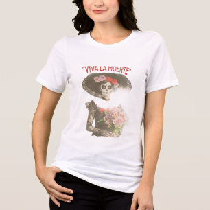 Viva la Muerte Floral Skeleton T-Shirt Tri-Blend Shirt