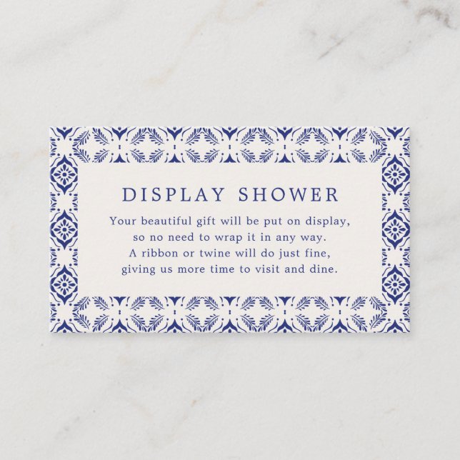 Viva La Novia Blue Talavera Bridal Shower Enclosure Card (Front)