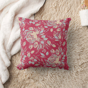 Viva la Peony Watercolor FloralThrow Pillow
