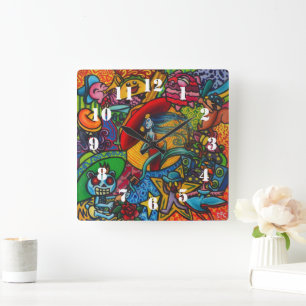 Viva La Vida By Squid Fear City Square Wall Clock