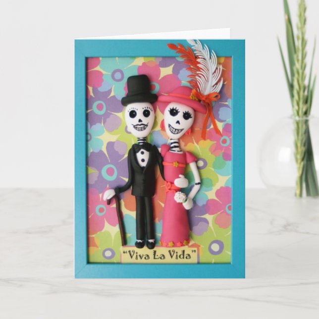 Viva La Vida Day of the Dead Wedding Card (Front)