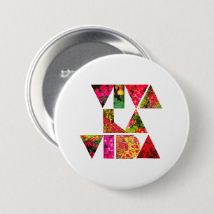 VIVA LA VIDA White Floral Letters 7.5 Cm Round Badge